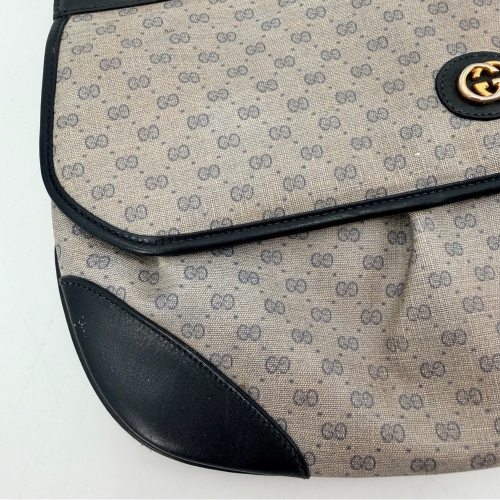 Vintage Gucci Blue Micro Logo GG Clutch Purse Bag FLAWS - Picture 3 of 14